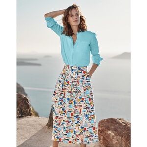 Boden The Linen Button Down Shirt Sky Blue Aqua Turquoise